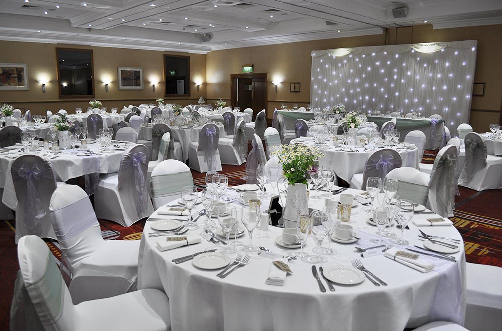 chair covers and white starlit backdrop wedding package marriott swindon