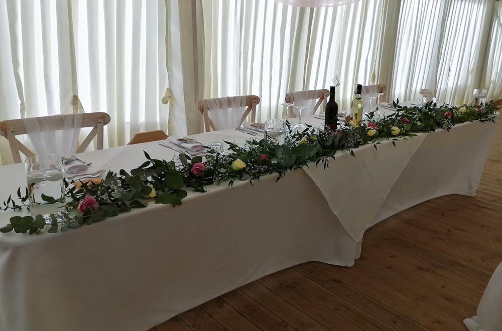 Floral greenery top table runner