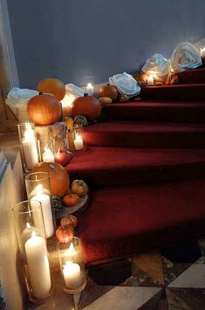Styling the staircase at Grittleton House, for an autumnal look