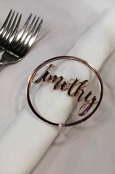 Rose gold laser cut place setting