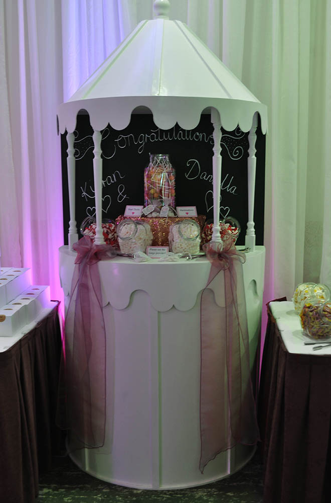 Freestanding help yourself sweet shop buffet cart for wedding hire swindon